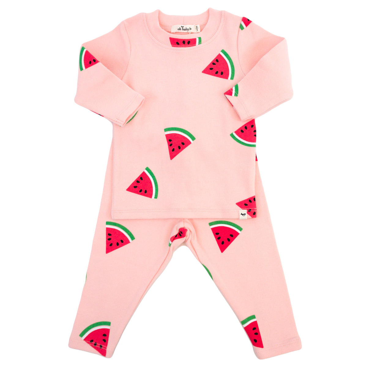 oh baby! Two Piece Set - Watermelon Print - Pale Pink