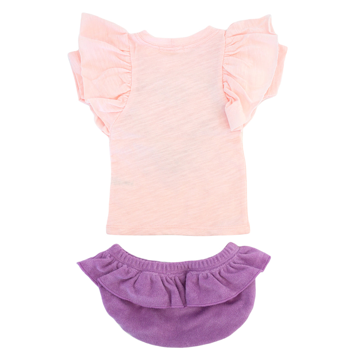 oh baby! Butterfly Short Sleeve Tee with Terry Tushie - Ruffle Heart Applique - Orchid