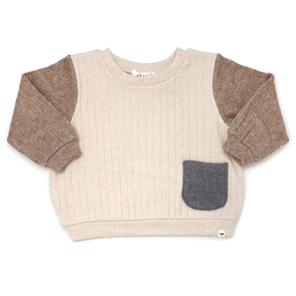 oh baby! Wide Rib Sweater Knit Millie Slouch in Vanilla Blush Combo