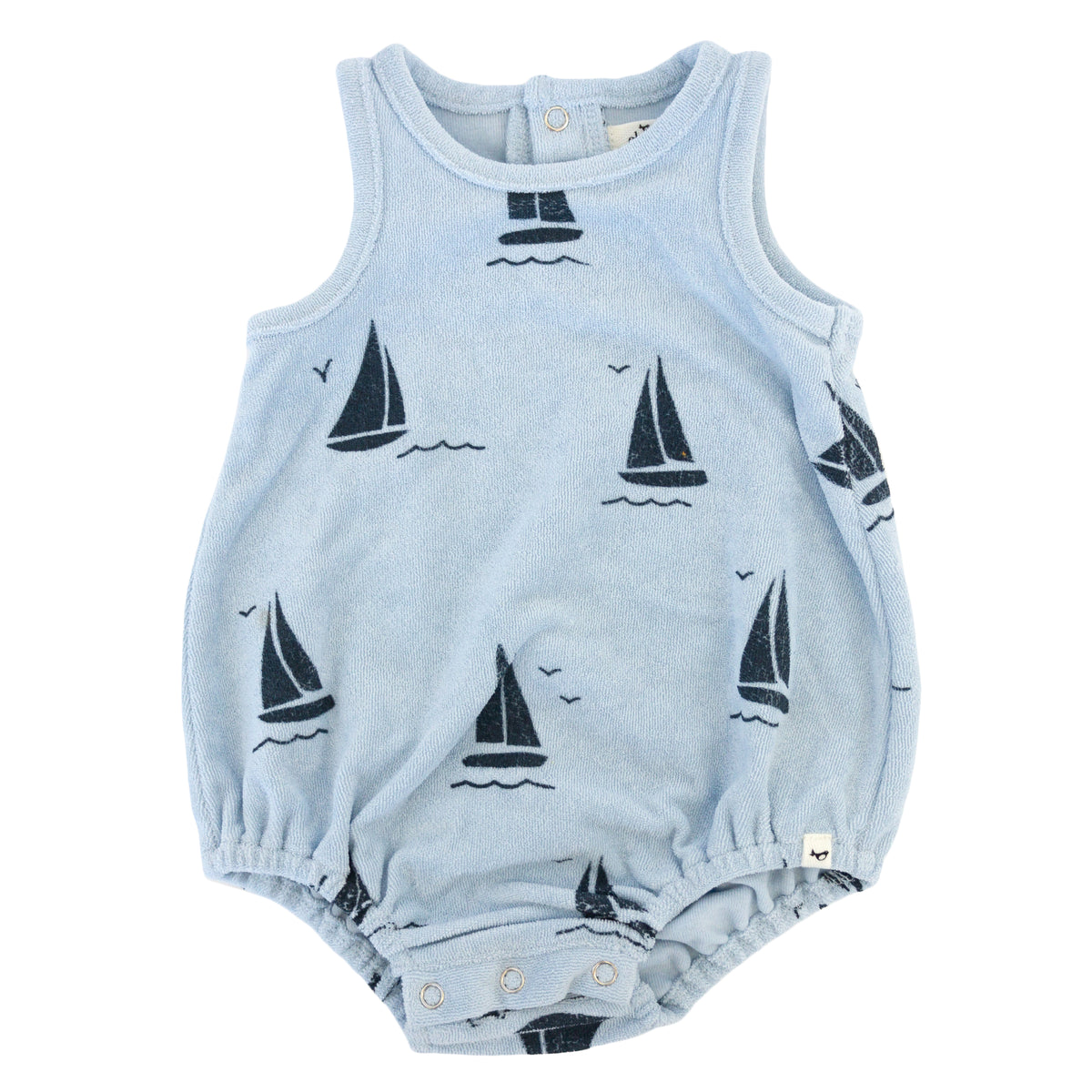oh baby! Cotton Terry Bubble - Sailboat Print - Sky Blue