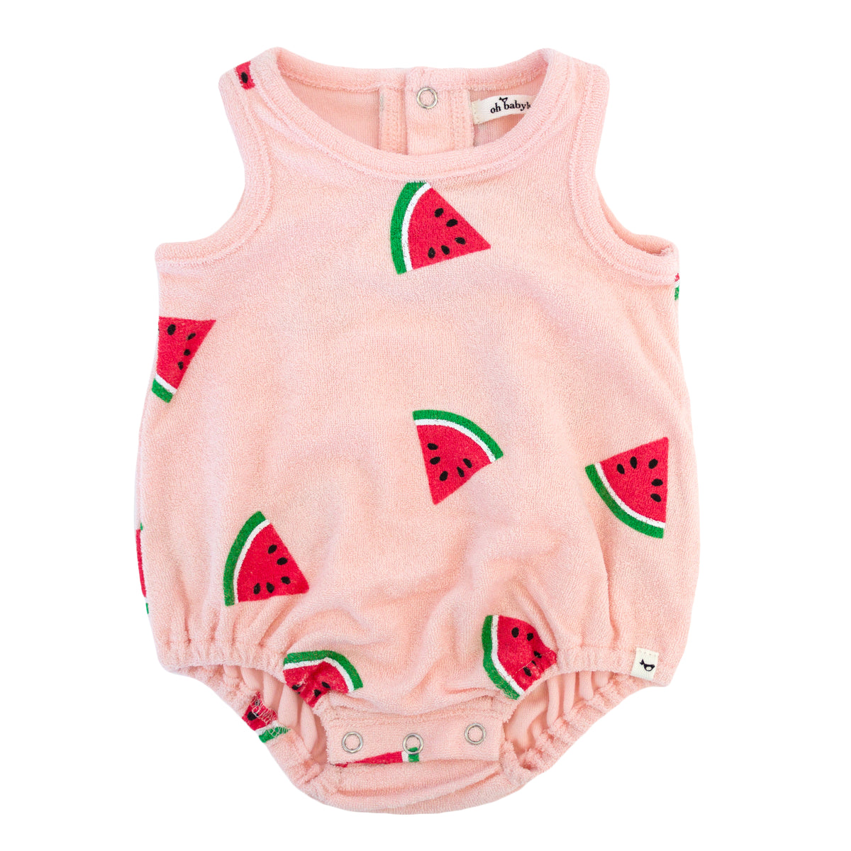 oh baby! Cotton Terry Bubble - Watermelon Print - Pale Pink
