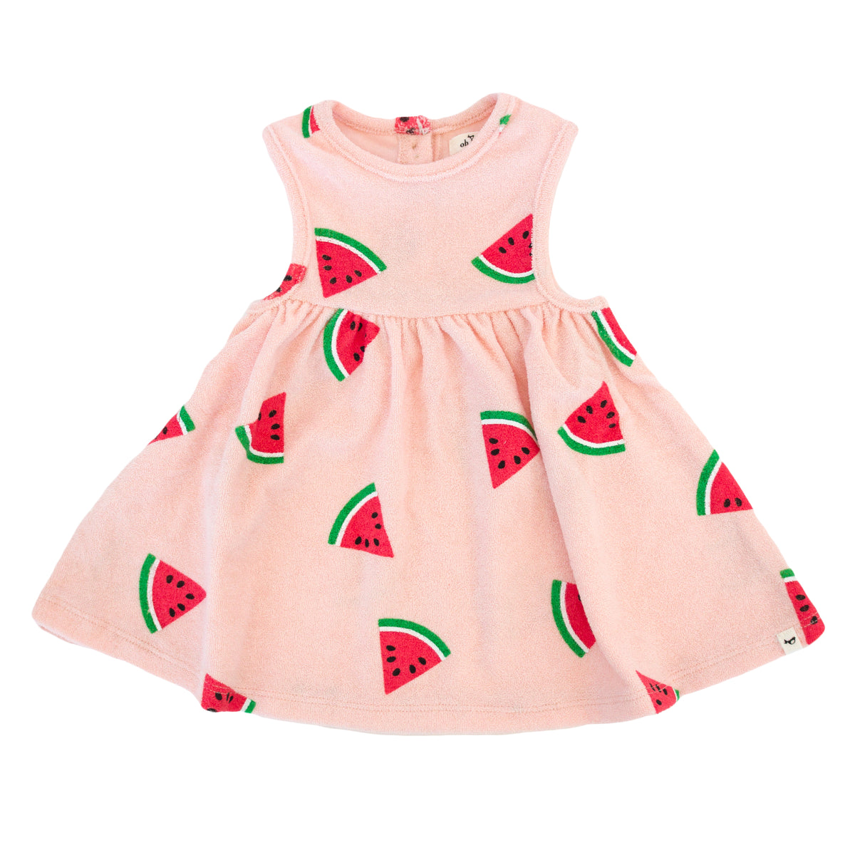 oh baby! Cotton Terry Tank Dress - Watermelon Print - Pale Pink