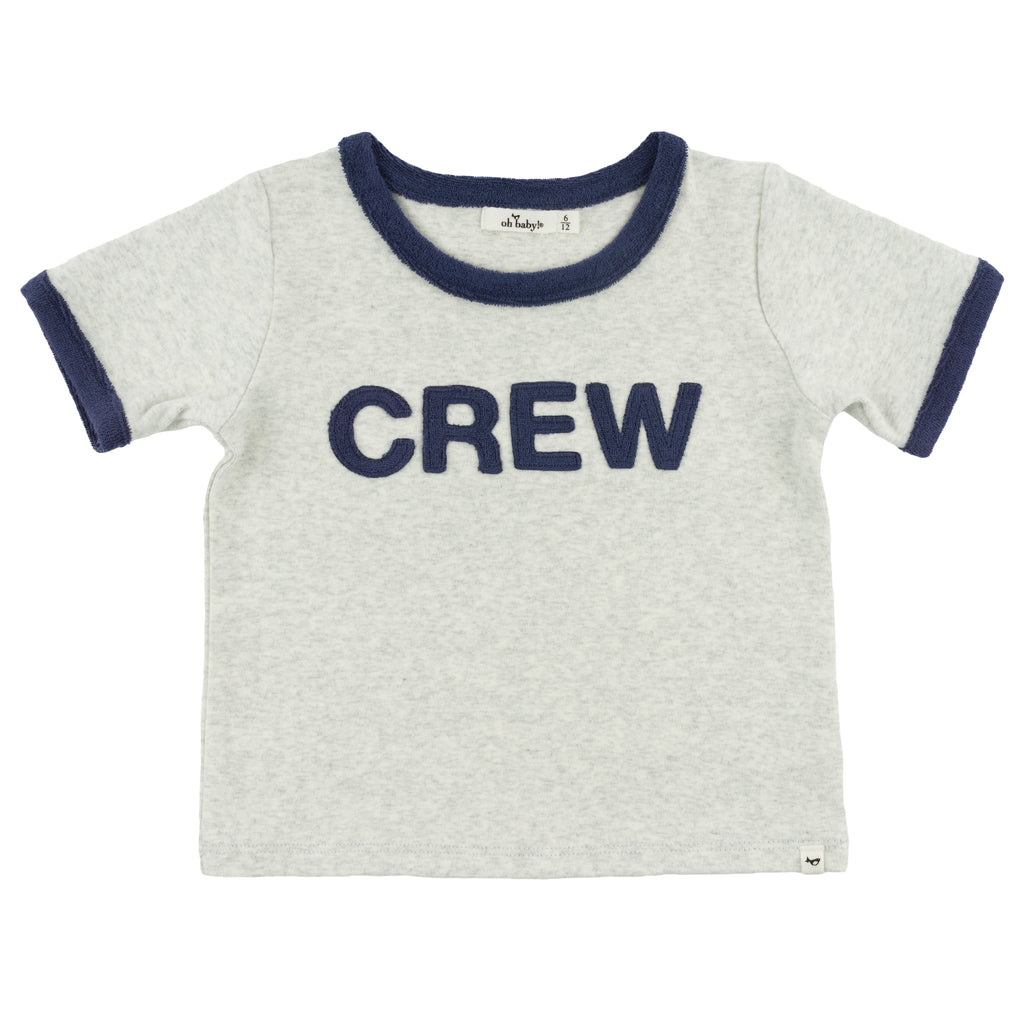 oh baby! Billie Ringer Tee - Navy Crew - Heather Gray
