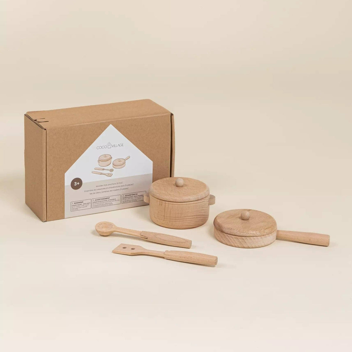 Wooden Pots and Pans Playset (6 Pcs)