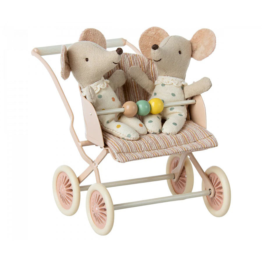 Maileg Stroller, Baby Mice - Rose