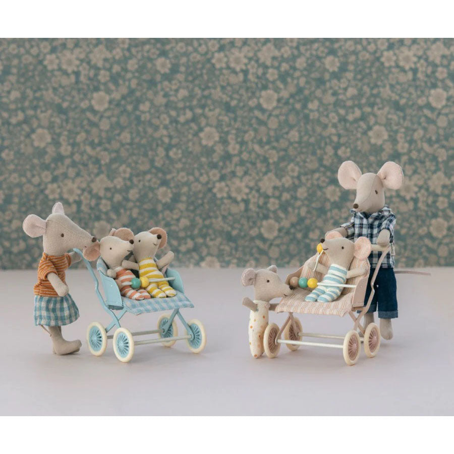 Maileg Stroller, Baby Mice - Rose