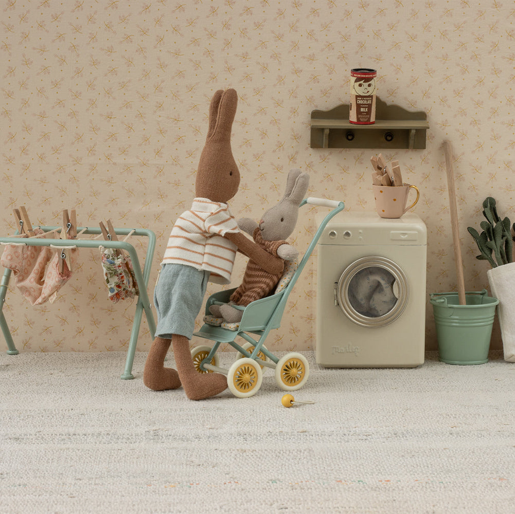 Maileg Stroller, Micro - Mint - Lifestyle