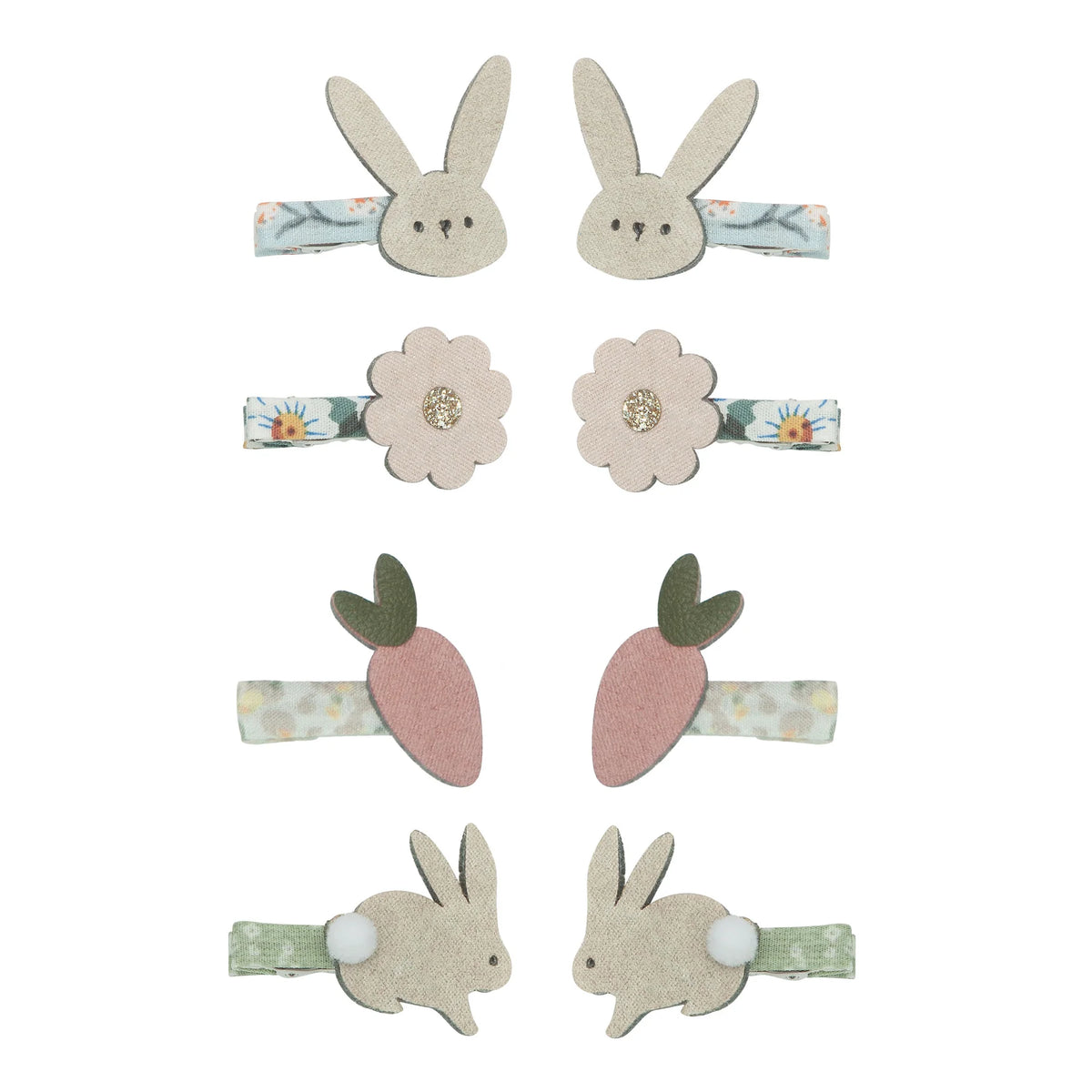 Bunny and Flower Mini Hair Clips - Set of 2
