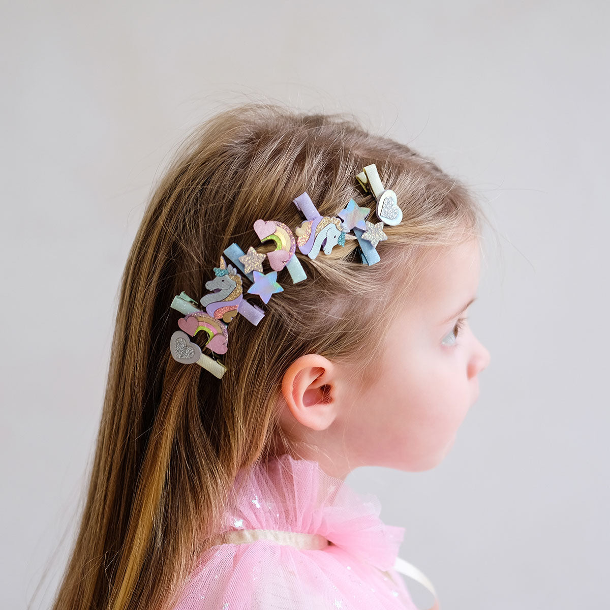 Dreamy Unicorn Mini Hair Clips - Set of 2 - Lifestyle - Side