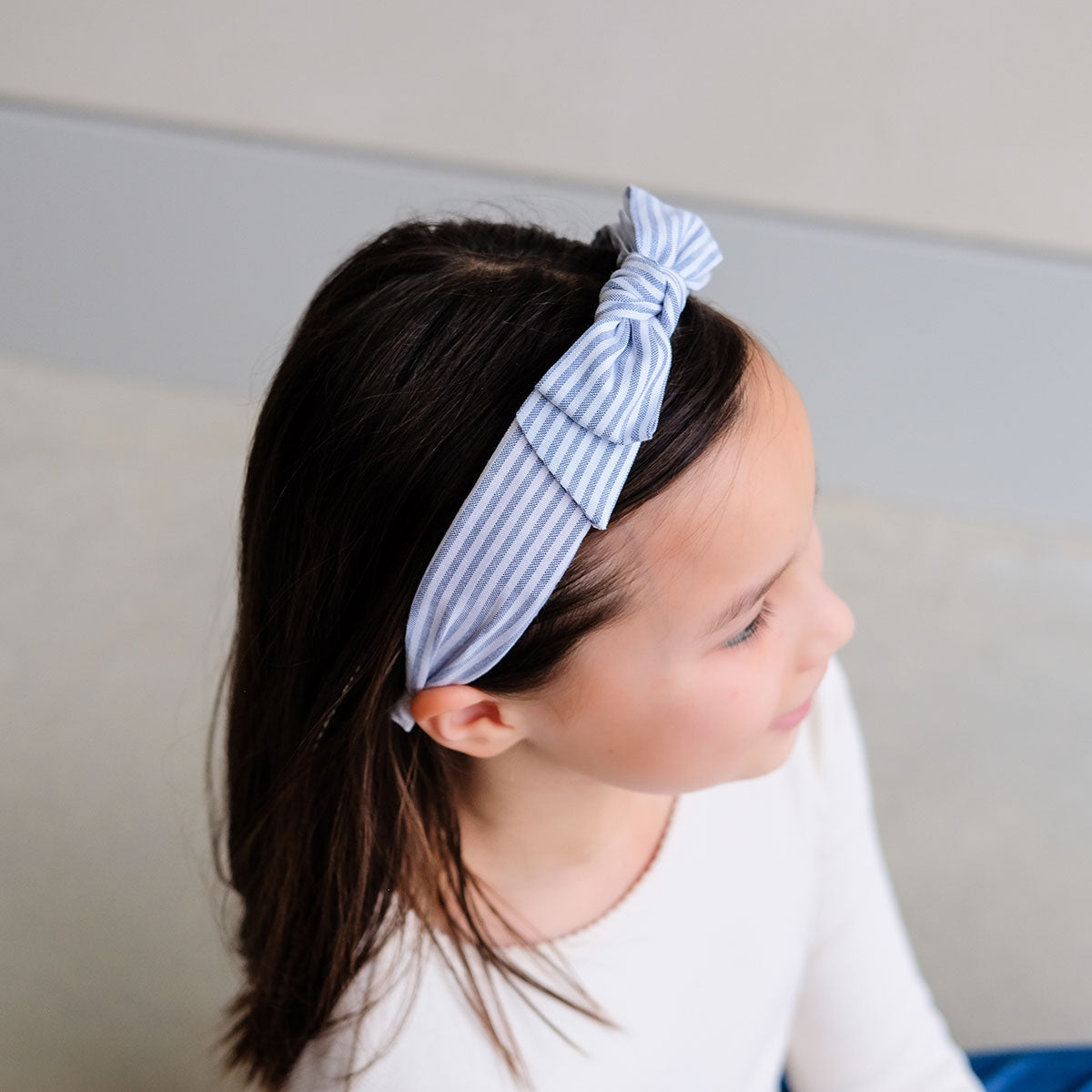 Stripe Bow Alice Headband - Blue - Lifestyle