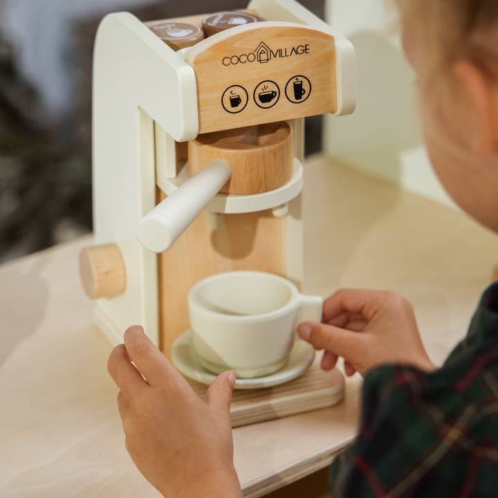 Wooden Coffee Maker Set - Kid Playing