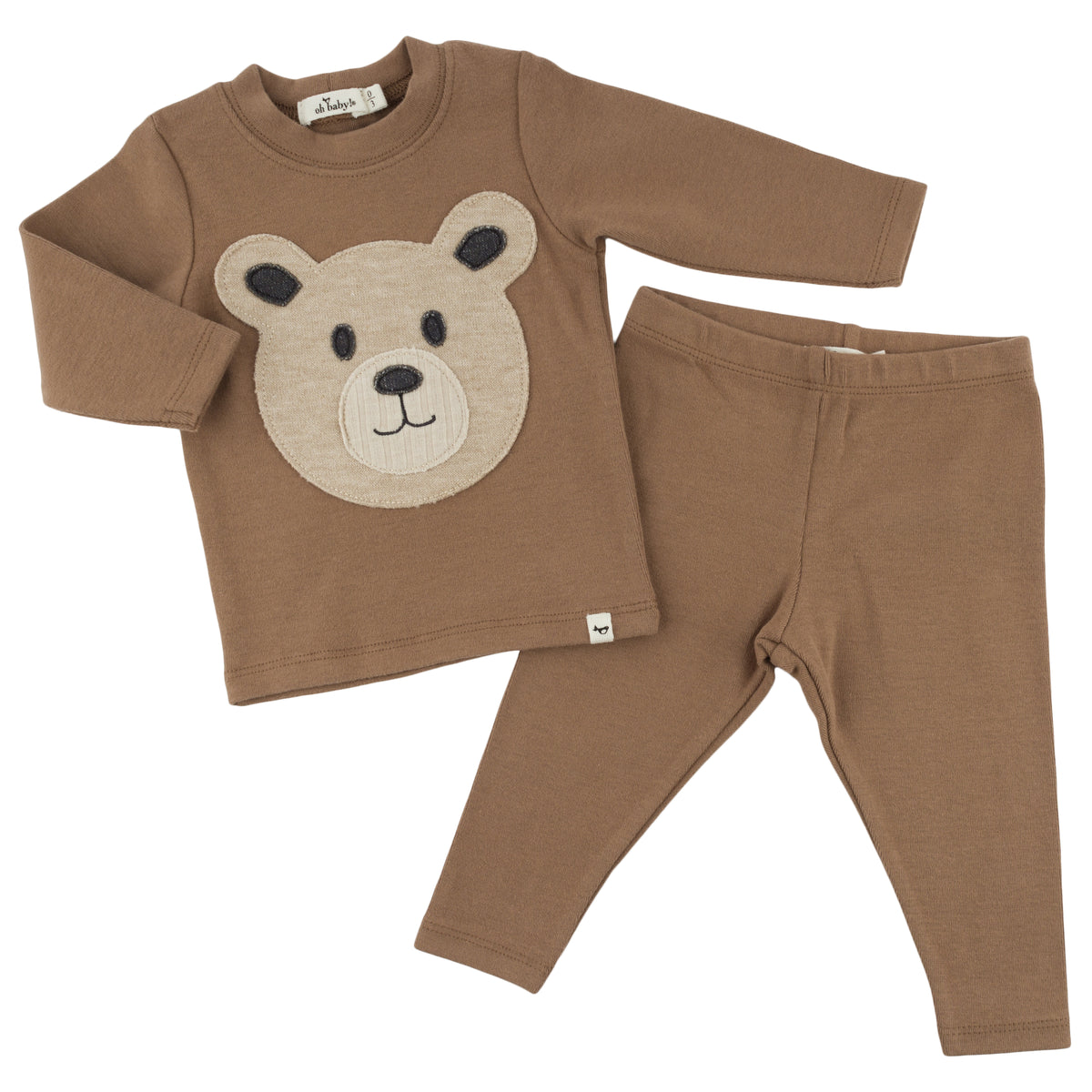 oh baby! Two Piece Set - Bear Face - Chocolate - Alt View