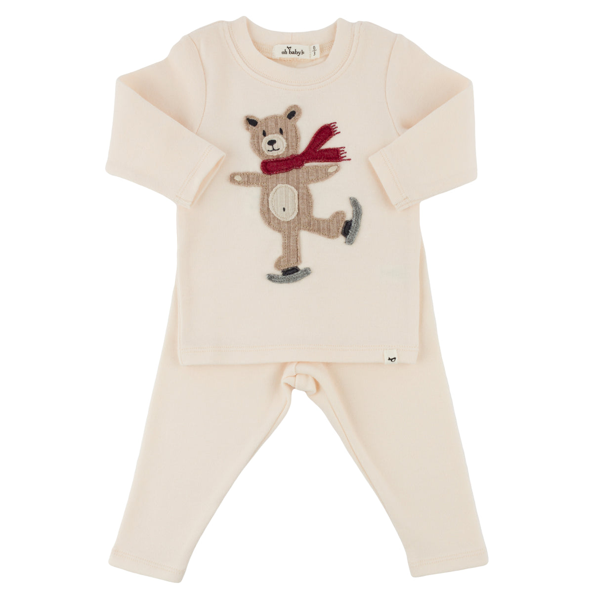 oh baby! Two Piece Set - Ice Skating Bear - Natural
