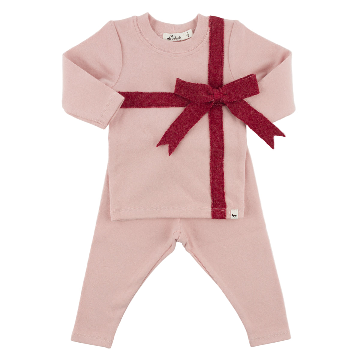 oh baby! Two Piece Set - Holiday Ribbon - Blush