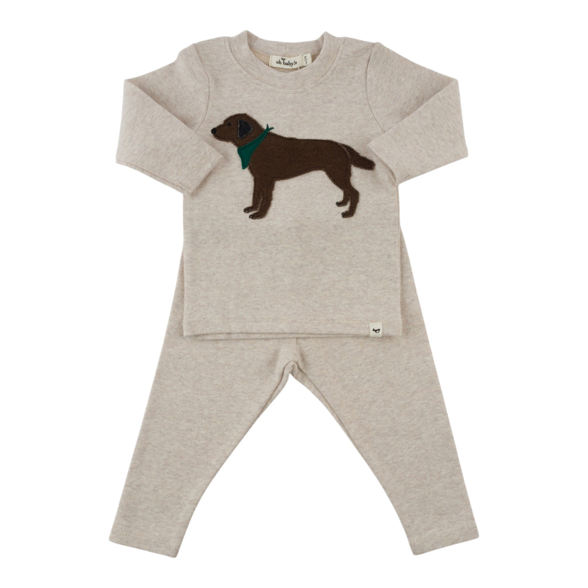 oh baby! Two Piece Set - Chocolate Lab Applique - Malt