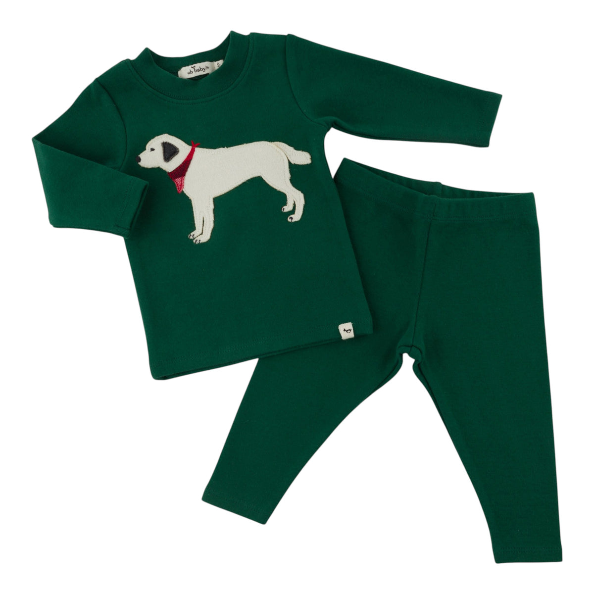 oh baby! Two Piece Set - English Lab Applique - Forest - separated