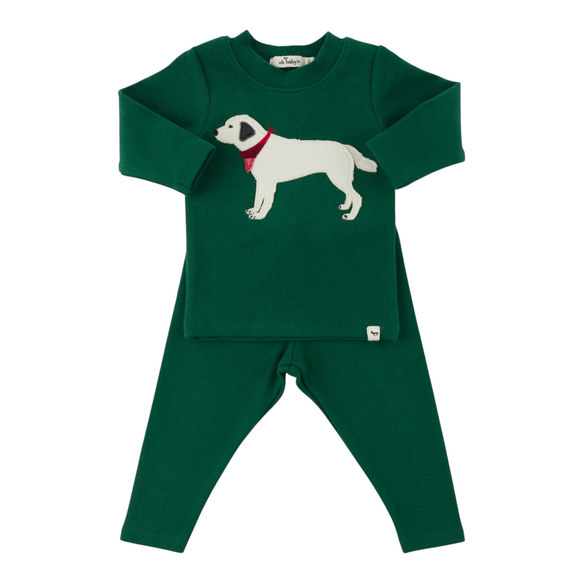 oh baby! Two Piece Set - English Lab Applique - Forest