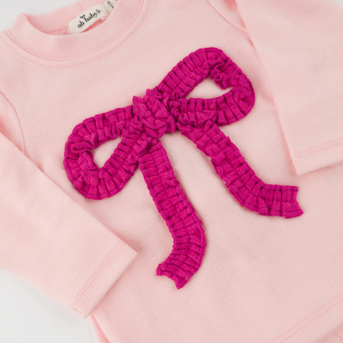 oh baby! Two Piece Set - Hot Pink Ruffle Bow - Pink