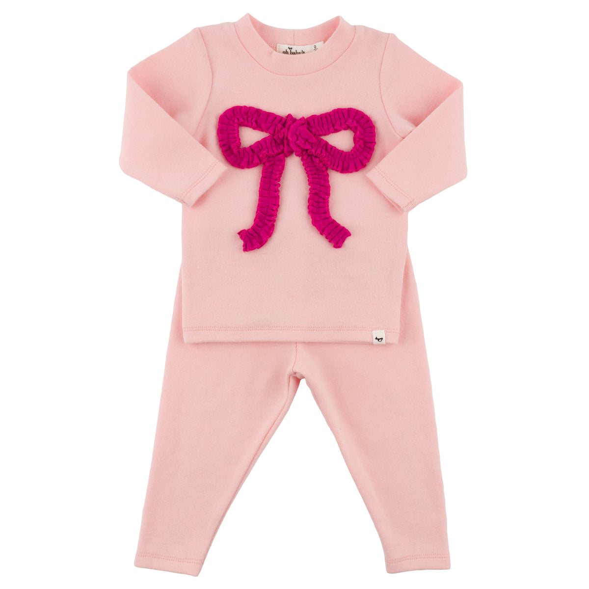oh baby! Two Piece Set - Hot Pink Ruffle Bow - Pink