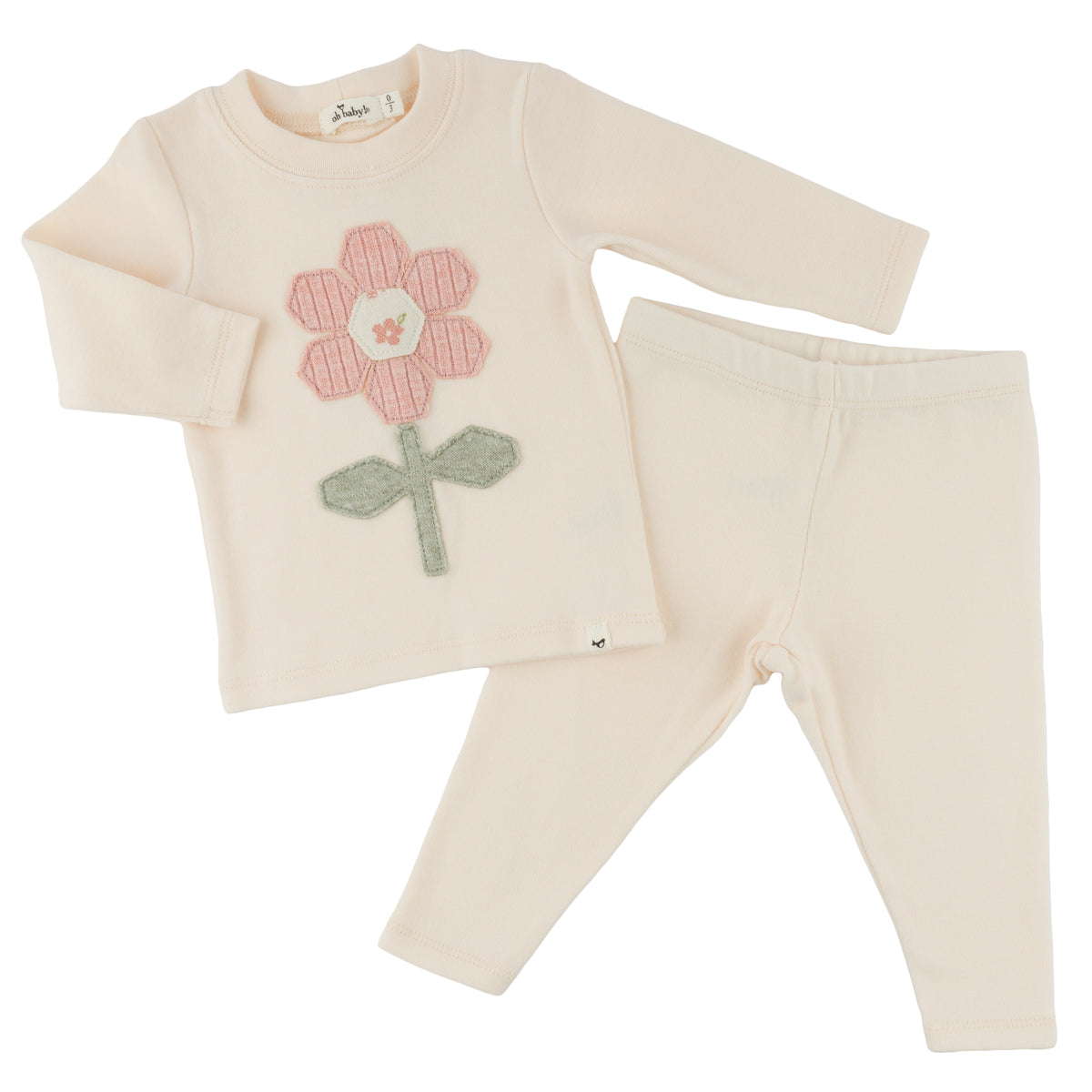 oh baby! Two Piece Set - Quilted Daisy - Natural - Flat Lay