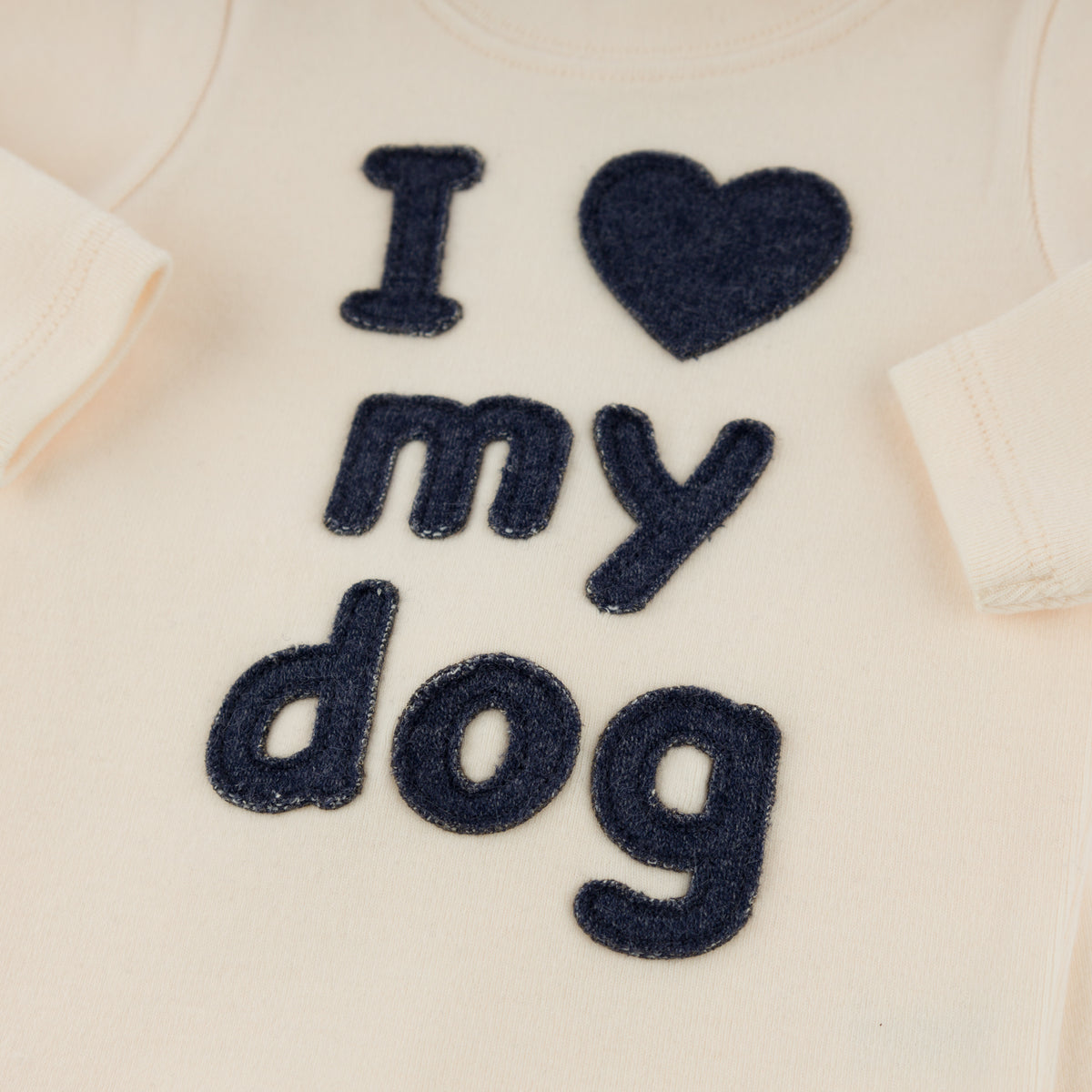 oh baby! Two Piece Set - "I Heart My Dog" - Shortbread - Close Up