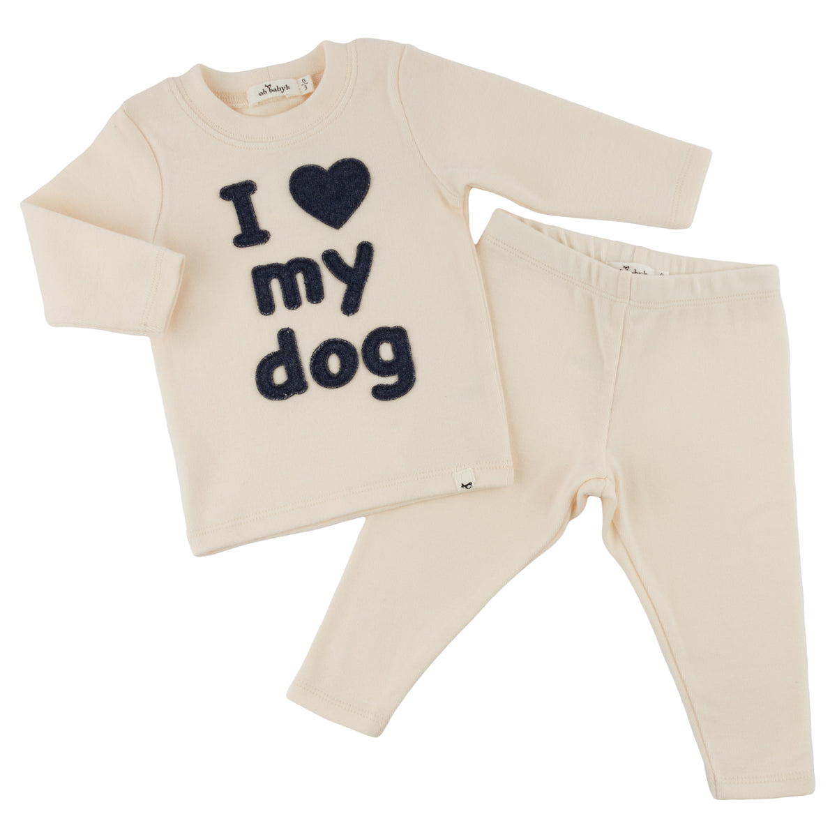 oh baby! Two Piece Set - "I Heart My Dog" - Shortbread - Alt View
