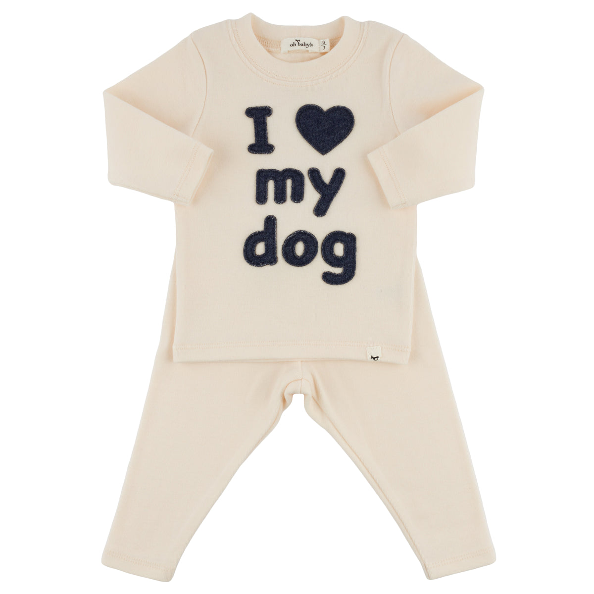 oh baby! Two Piece Set - "I Heart My Dog" - Shortbread