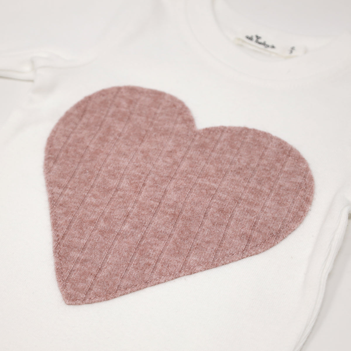 oh baby! Long Sleeve Two Piece Set - Ribbed Heart Blush - Cream