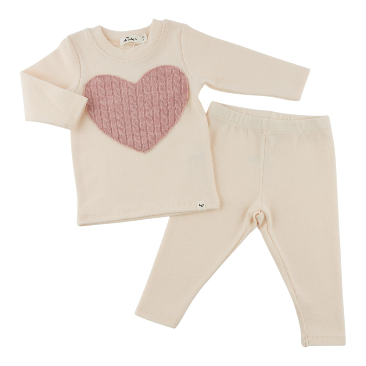 oh baby! Two Piece Set - Pale Pink Cable Heart - Sugar Cookie - Separates