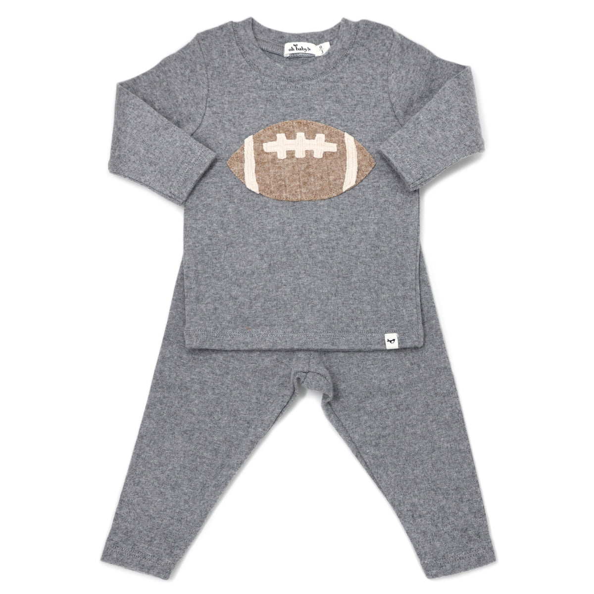 oh baby! Long Sleeve Two Piece Set - Ribbed Football - Coal