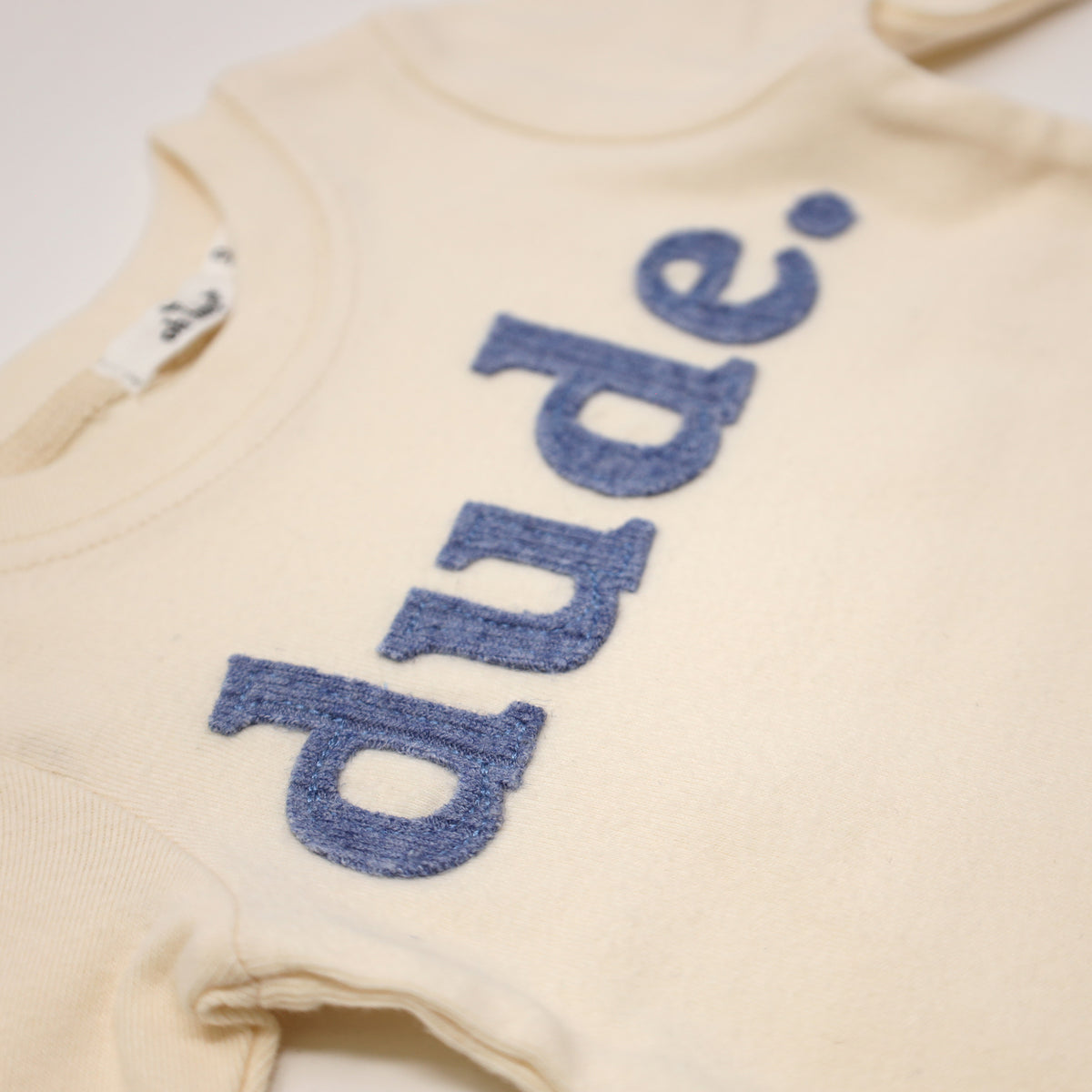 oh baby! Long Sleeve Two Piece Set Ribbed "dude" Applique  - Vanilla