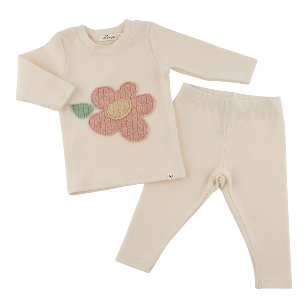 oh baby! Two Piece Set - Pale Pink Cable Daisy - Sugar Cookie - Separates