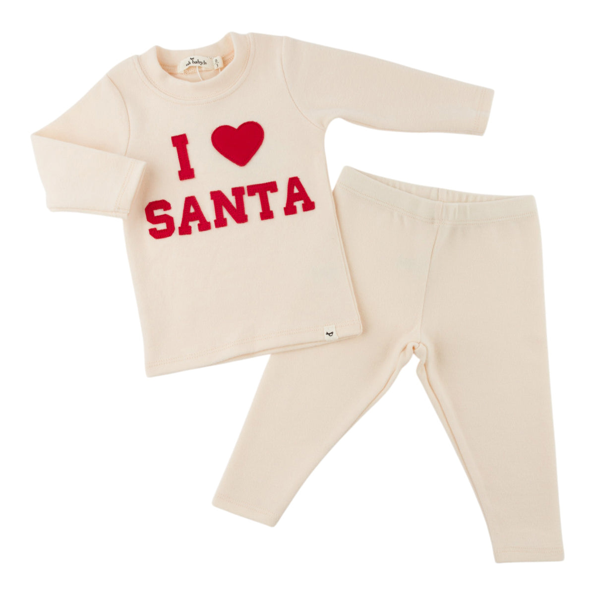 oh baby! Two Piece Set - "I Heart Santa" - Sugar Cookie - separated