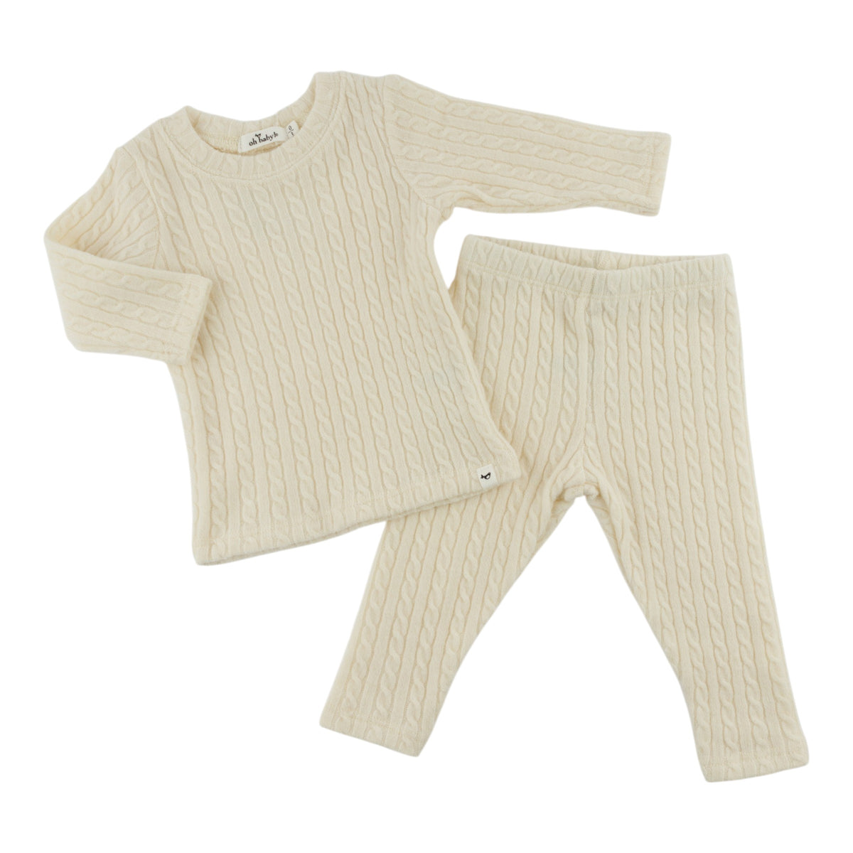 oh baby! Two Piece Set - Cloud Cable Knit - Natural - Front