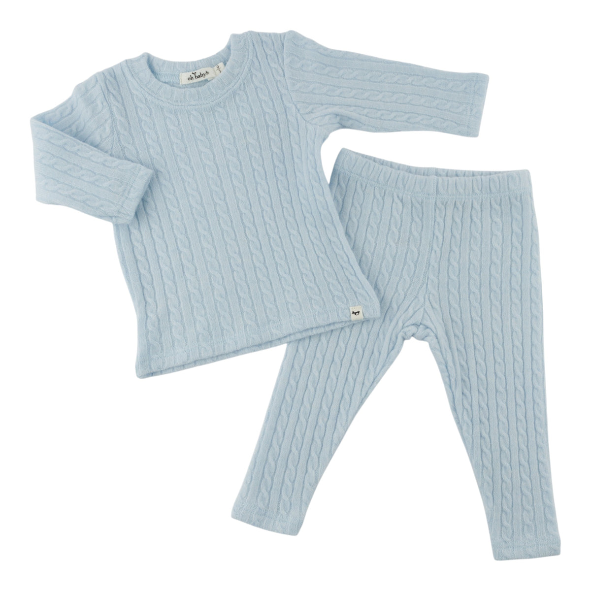 oh baby! Two Piece Set - Cloud Cable Knit - Sky Blue - Front