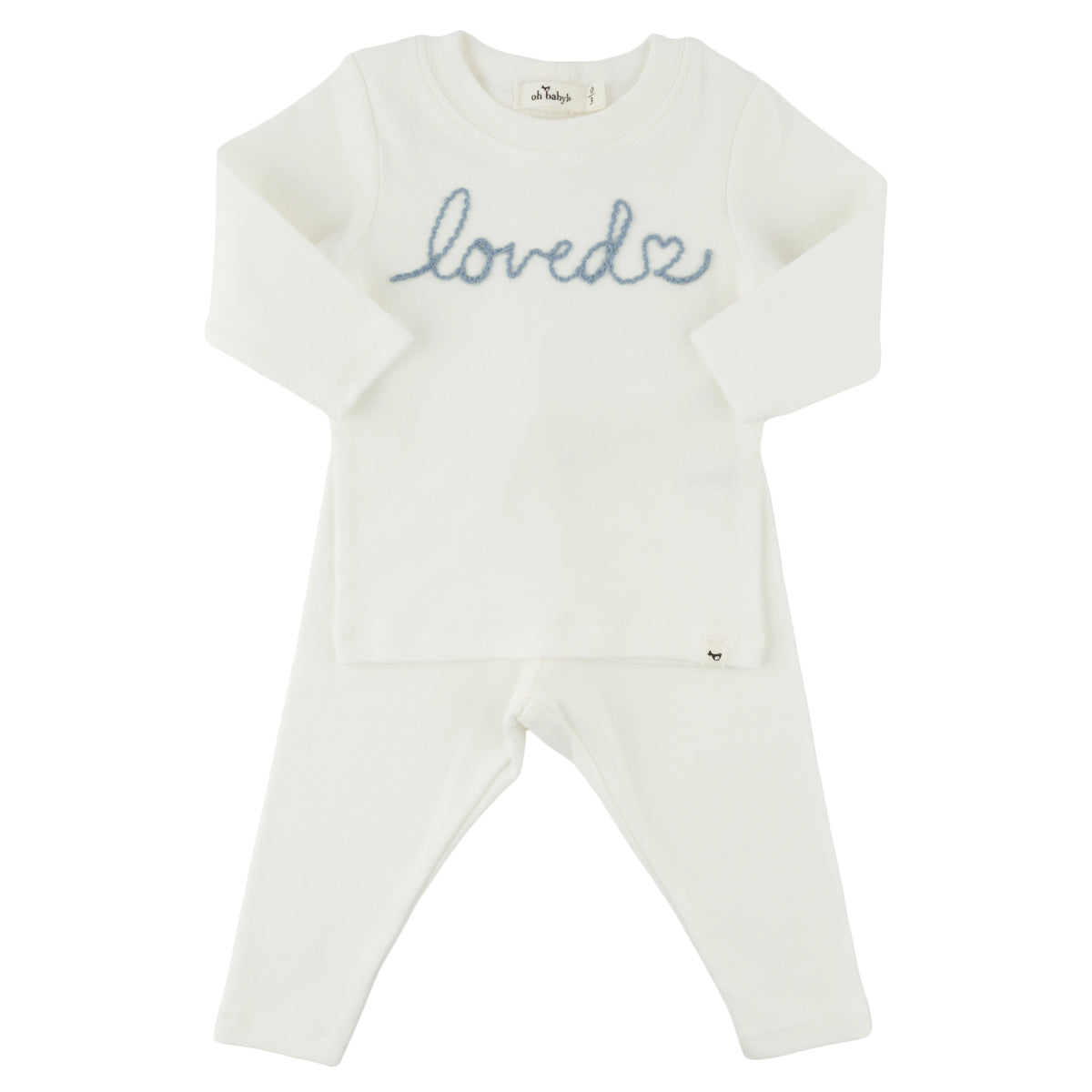 oh baby! Two Piece Set - "loved with heart" Fog Embroidered - Cream