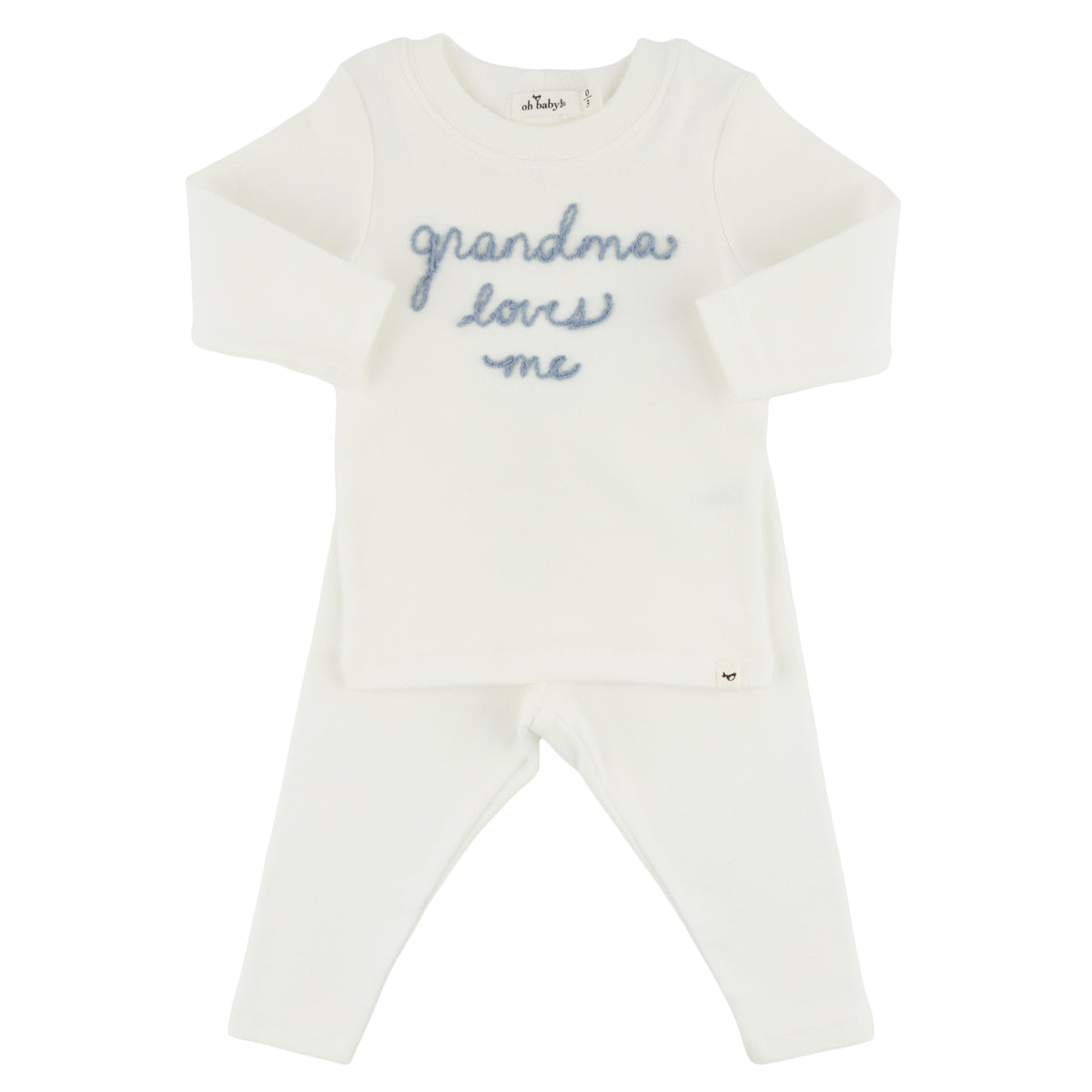 oh baby! Two Piece Set - "grandma loves me" Fog Embroidered - Cream