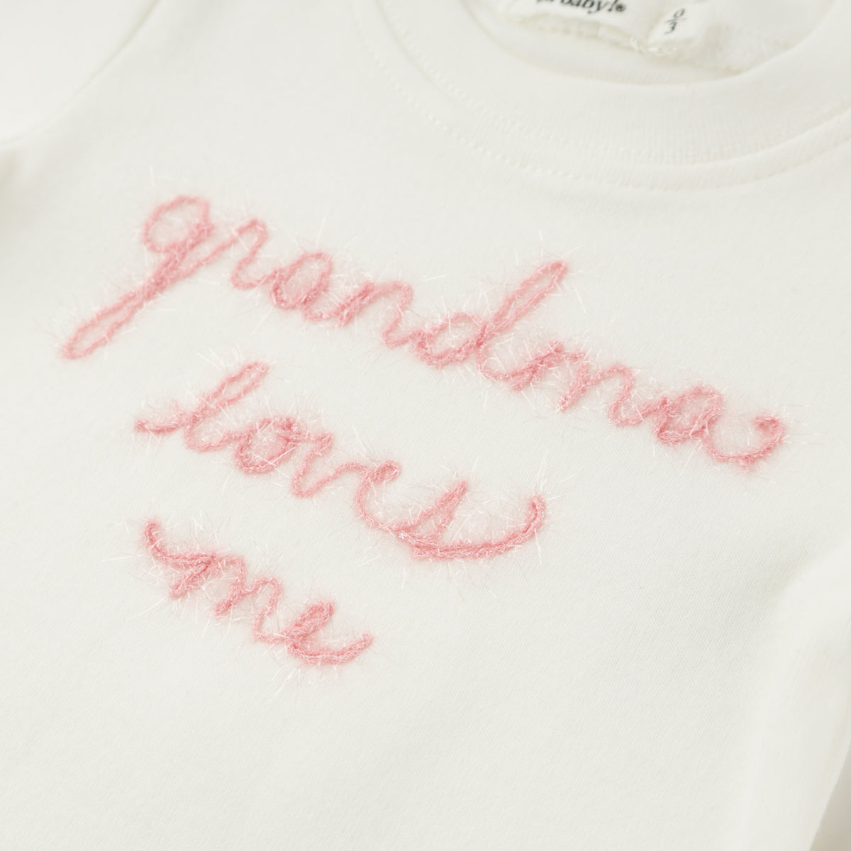 oh baby! Two Piece Set - "grandma loves me" Pink Embroidered - Cream