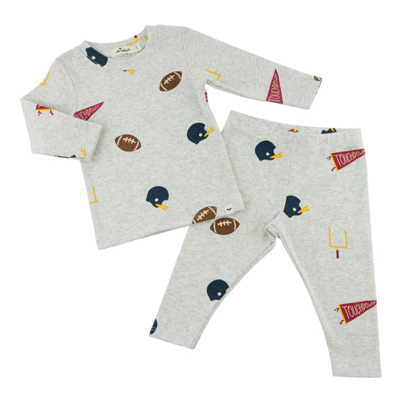 oh baby! Two Piece Set - Football Print - Heather Gray - Separates