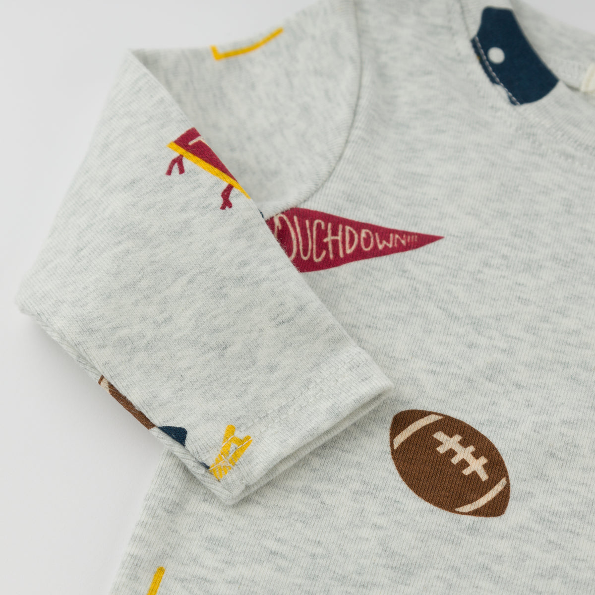 oh baby! Two Piece Set - Football Print - Heather Gray - Sleeve