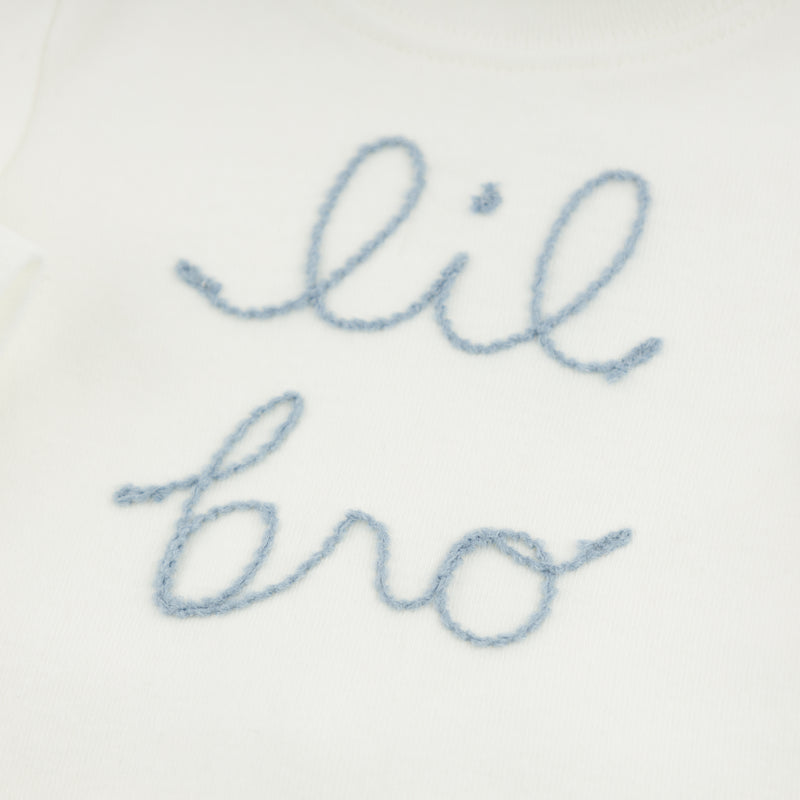 oh baby! Two Piece Set "lil bro" in Fog - Cream - Close Up