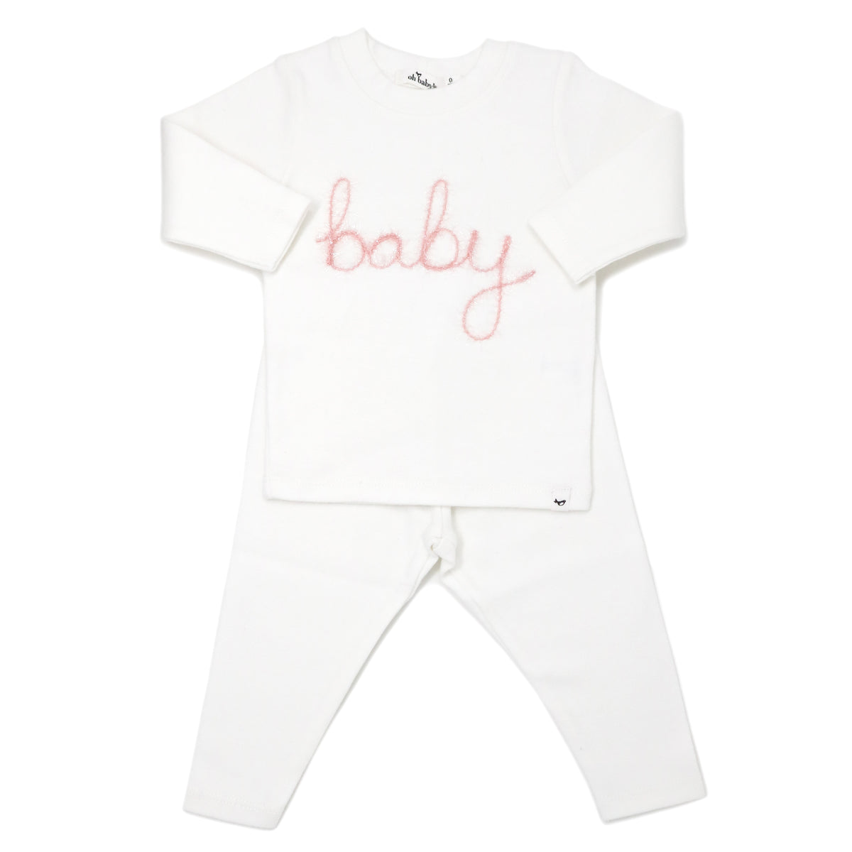 oh baby! Two Piece Set - Baby in Blush Pink/Gold Yarn - Cream