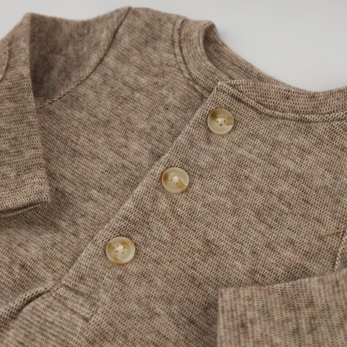 oh baby! Honeycomb Elbow Patch Henley Set - Chocolate - Buttons