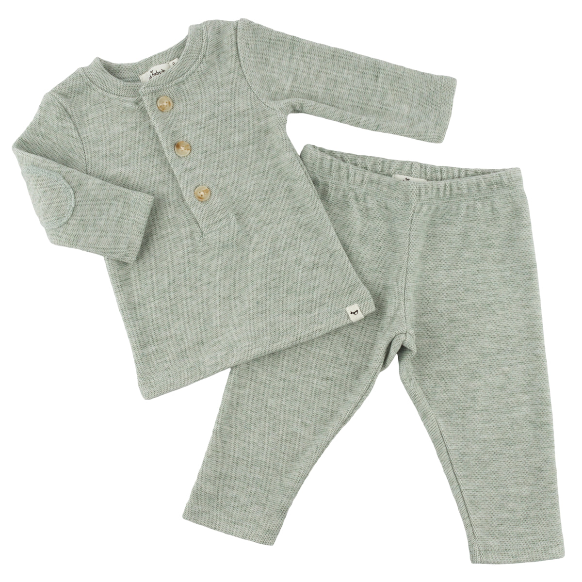 oh baby! Honeycomb Elbow Patch Henley Set - Spruce - oh baby!