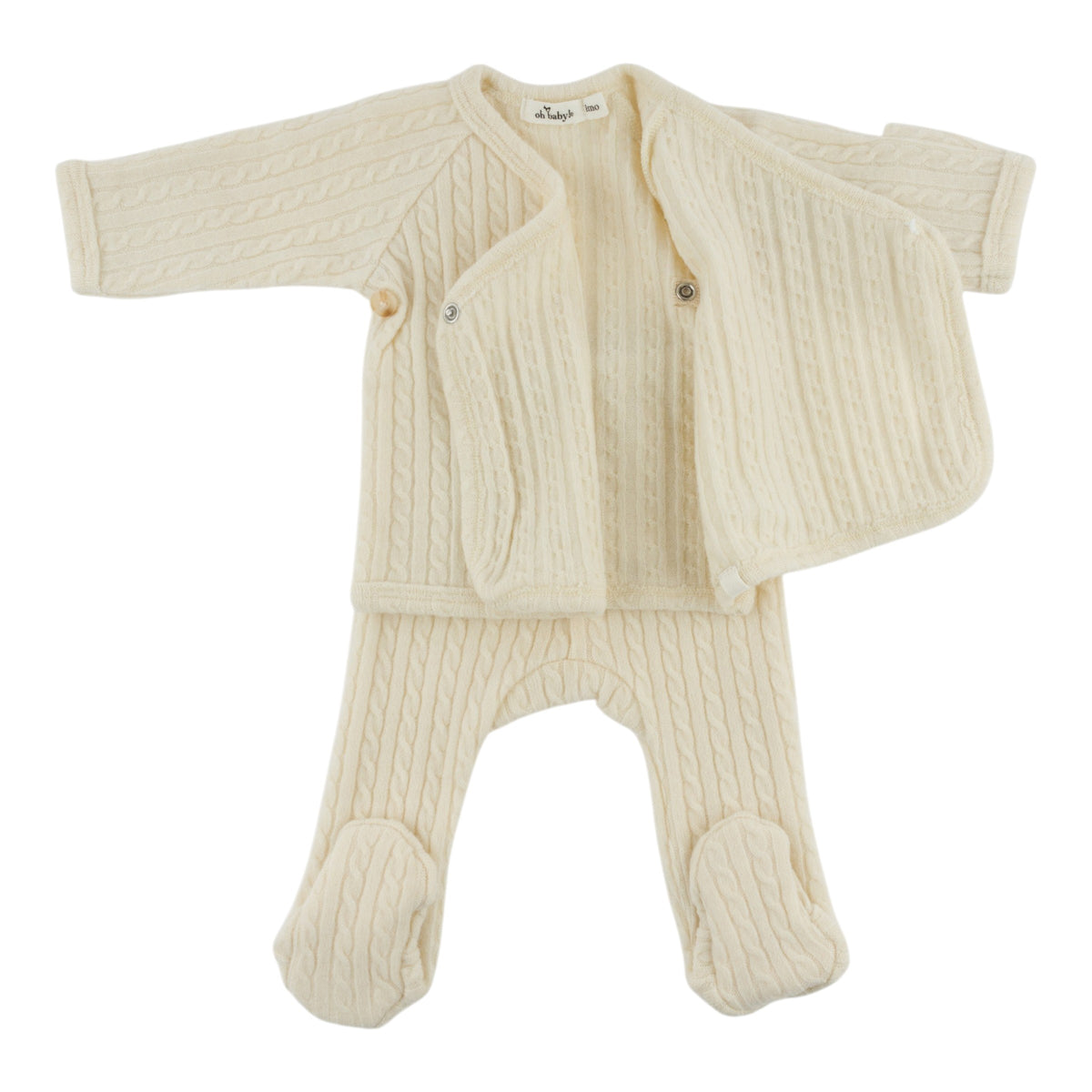 oh baby! Cable Knit Kimono Set - Natural - Open