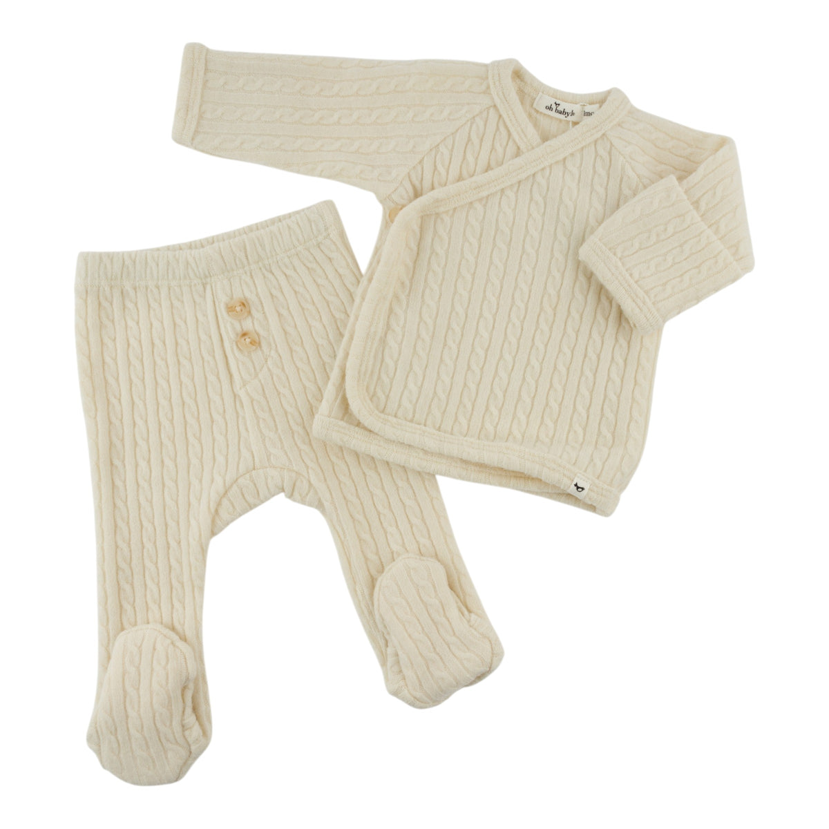 oh baby! Cable Knit Kimono Set - Natural - Front