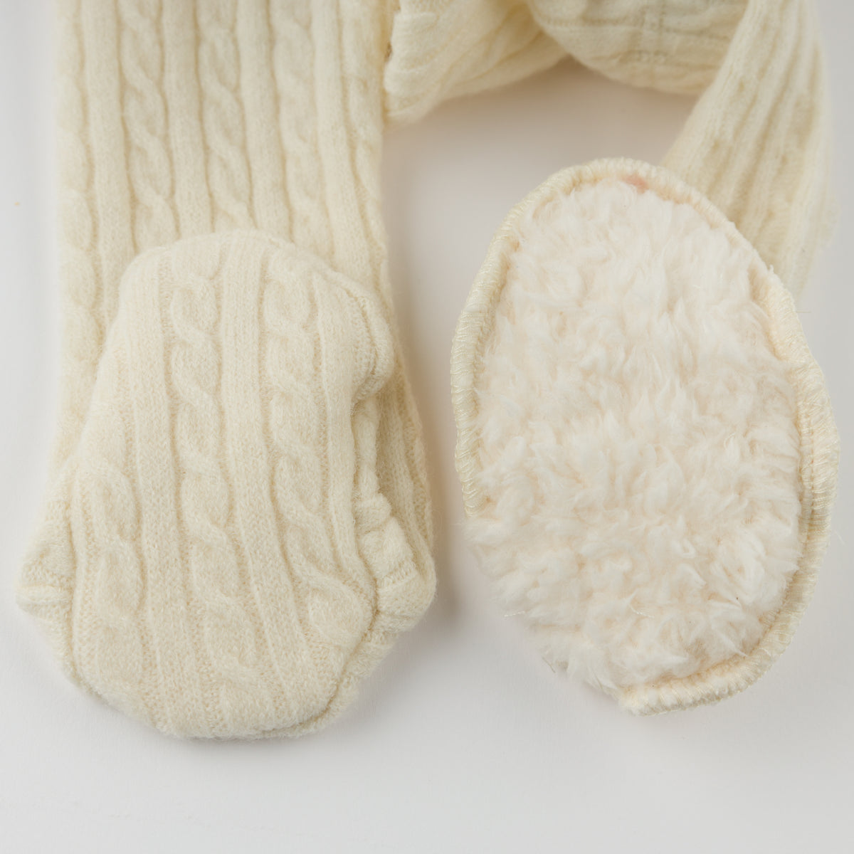 oh baby! Cable Knit Kimono Set - Natural - Footie Lining