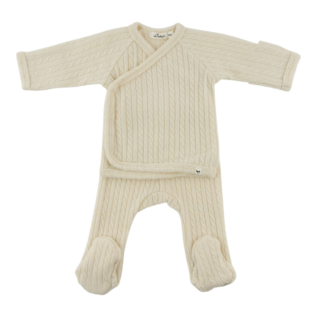 oh baby! Cable Knit Kimono Set - Natural