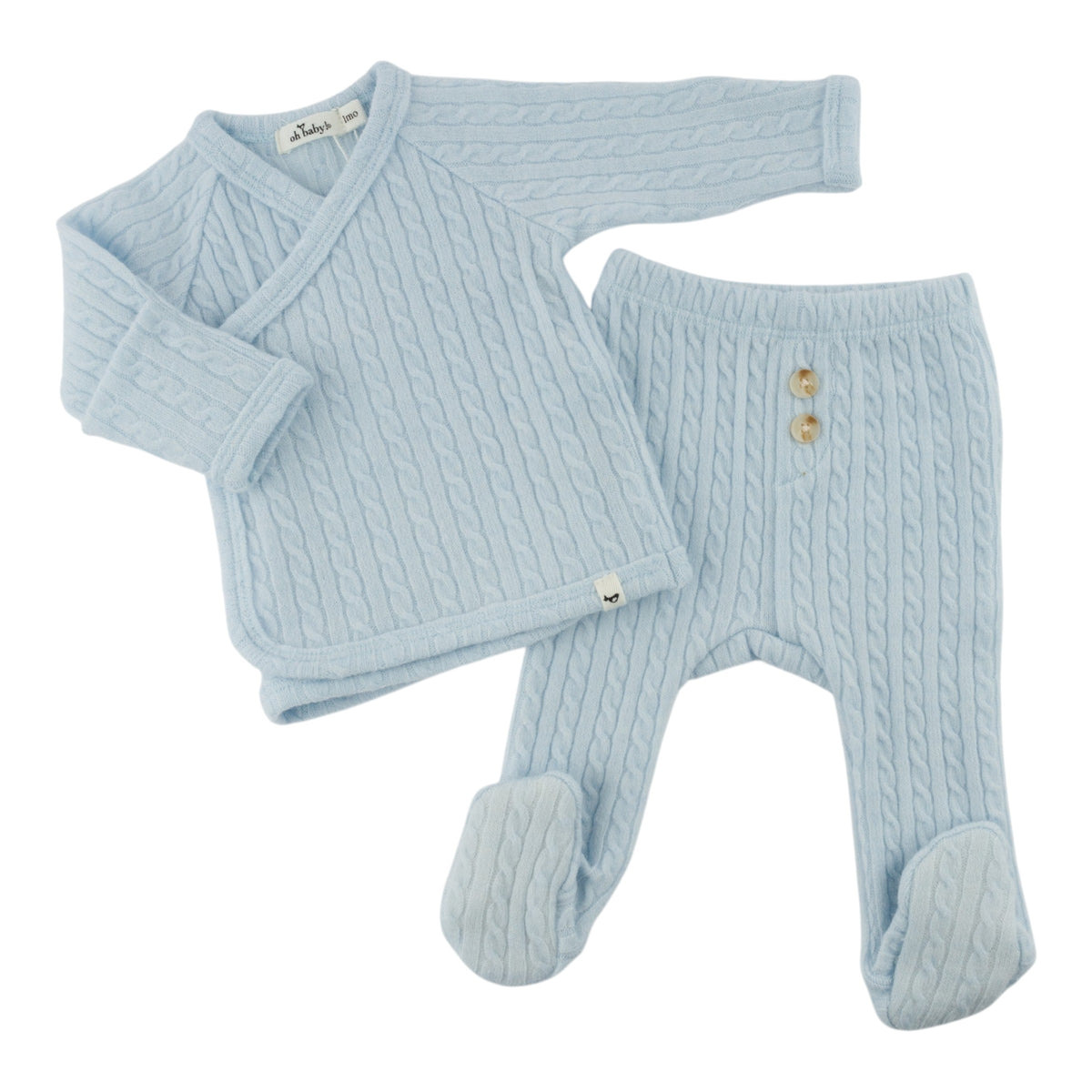 oh baby! Cable Knit Kimono Set - Sky Blue - Front
