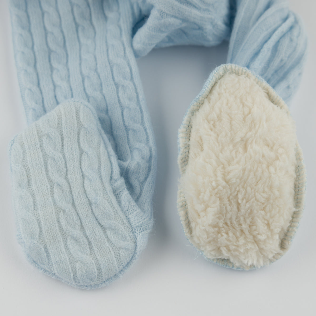 oh baby! Cable Knit Kimono Set - Sky Blue - Footie Lining
